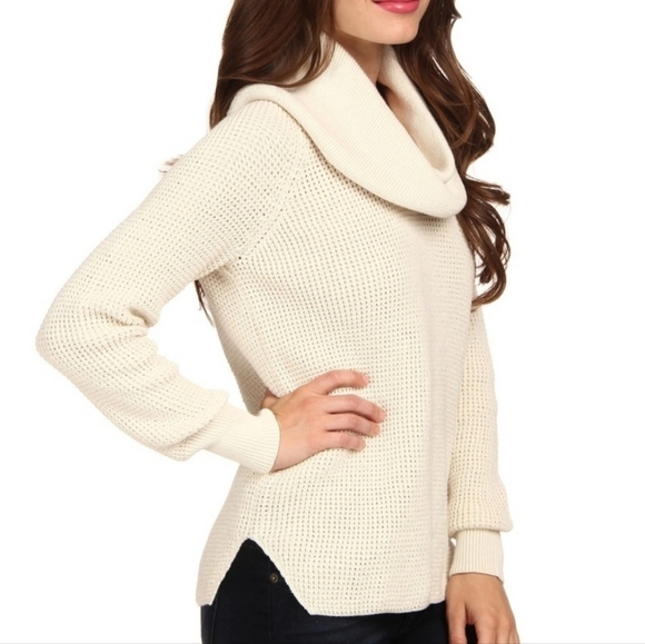 Michael Kors White Cowl Neck Waffle Pattern Pullover Sweater L - Picture 1 of 13